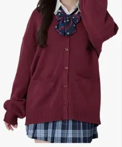 WEGO スクールカーディガン　ワインレッド