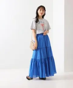 ◎新品フリークスストア　インドティアードマキシスカート　ブルーのサムネイル