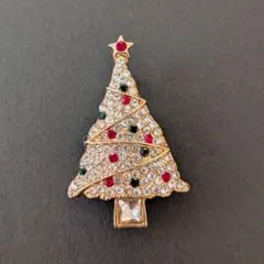 クリスマスツリー ラインストーン ブローチ N120-7 ①