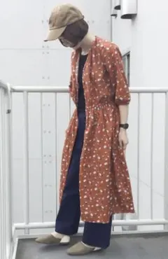 リネンコットン花柄プリントワンピースのサムネイル