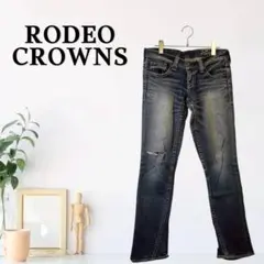 zG836【M】RODEOCROWNS ストレート 股上浅め ダメージ加工