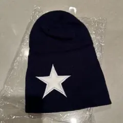 ネイビー 星刺繍 ニット帽