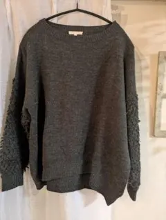 studioCLIP グレー 袖がかわいいニットセーター 　スタディオクリップ