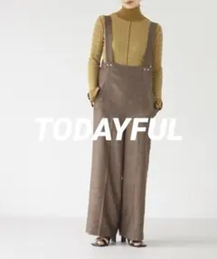 【美品】TODAYFUL スラブツイルサロペット ブラウン 36inch