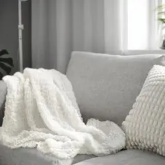 未開封 IKEA OFELIA オフェーリア 毛布,ひざ掛け ホワイトのサムネイル