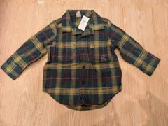 新品　チェック柄ボタン付きシャツ 80