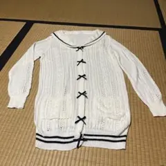 新品 未使用 LIS LISAカーディガン セーラ襟 リボン ホワイトネイビー