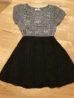 【美品】GRL 半袖ミニワンピース M ブラック/グレー