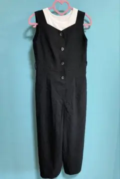 PLST 前ボタンサロペット ブラック