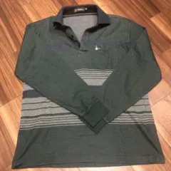 TOROY M ダークグリーン ストライプ ポロシャツ