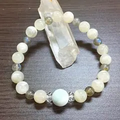 ラリマー、六月誕生石【ムーンストーン】Mixブレス