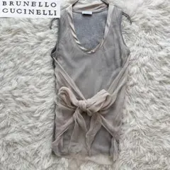ブルネロクチネリ シルク ノースリーブブラウス モニーレ装飾 