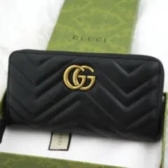 未使用品　箱付き　GUCCI グッチ　長財布　GGマーモント　キルティング　黒