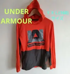 【UNDER ARMOUR 】YXL(160)パーカー オレンジ/グレー　薄手