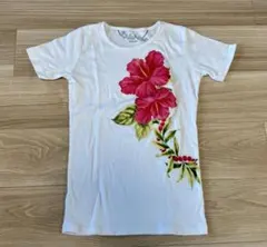 Aloha Kahiko ハイビスカス柄 半袖Tシャツ 白 Mのサムネイル