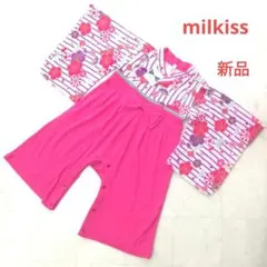 新品タグ付き　milkiss　袴　ロンパース　90　ピンク　花　カバーオール
