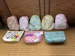 すみっコぐらしミニリュックポーチとディズニーミニポーチ8点セット