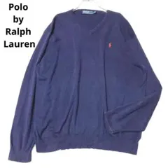 ポロバイラルフローレン　長袖ニットプルオーバー　Ｖネック　ワンポイント　刺繍