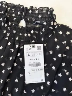 【新品タグ付】ZARA 刺繍チュニックワンピース 黒 Lサイズ 完売品