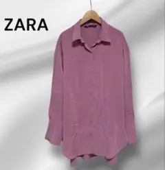 ZARA 長袖シャツ　ピンク系 Mサイズ　とろみ　ゆったりのサムネイル