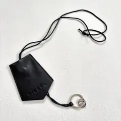 DIESEL ブラックレザー キークロシェット　キーリング　キーケース　非売品