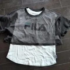 FILA メッシュ クロップドTシャツ ブラック/ホワイト
