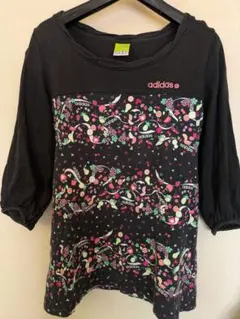 adidas フラワープリント 五分袖 Tシャツ M