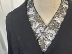 黒レース金糸入り　半襟 生地のみ ハンドメイド　成人　振袖　七五三　普段着物
