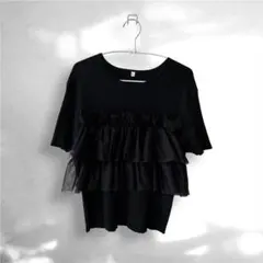 coca 半袖フリルニットトップス　Lサイズ