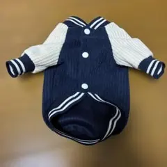 犬服 ネイビーとアイボリー リブ編みSサイズ