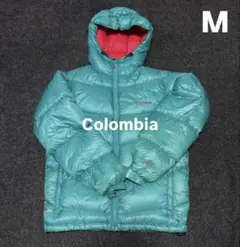 Columbia フード付きダウンジャケット M アクアブルー