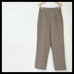 【美品】テーパードパンツ ワイドパンツ タックパンツ チェック ベージュ L