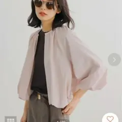 オンワード樫山　組曲　サッカーストレッチブルゾン　ライトジャケット　春服　ピンク