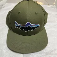 Patagonia フィッシュ刺繍 キャップ オリーブ