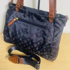 【美品】russet 2way バッグ ナイロン ネイビー　モノグラム