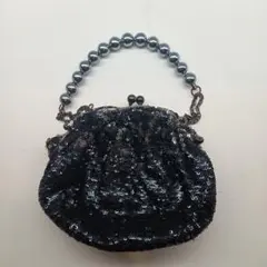 ミニバッグ　黒　ブラック　パーティーバッグ　クラッチバッグ　パール　がま口