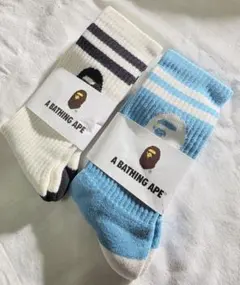 新品未使用　A BATHING APE 　エイプ　靴下 ソックス　ライン白2足