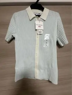 ユニクロ　イネス　半袖リブボーダーカーディガン