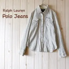 ＊POLO JEANS Ralph Lauren＊ チェックシャツ L オフ白系
