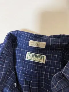 L.L.Bean ネイビー チェック ボタンダウン 長袖シャツ