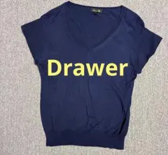 Drawer 濃紺　フリル袖　コットン　ニット　カットソーのサムネイル