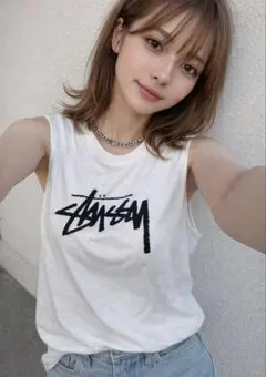 STUSSY✨可愛い❤️ステューシー　タンクトップ　M ホワイト