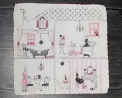 ヴィンテージ風刺繍タオルハンカチ