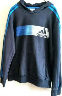 海外古着✨adidas フード付きネイビーパーカー 【160】