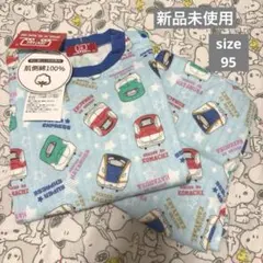 DENTAMA電車プリント 長袖パジャマ 水色