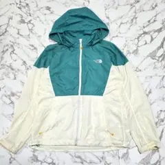 美品✨ノースフェイス ナイロンジャケット マウンテンパーカー 白×緑L 刺繍ロゴ