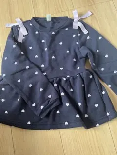 apres les cours 長袖カットソー ドット柄 ブラック 110cm