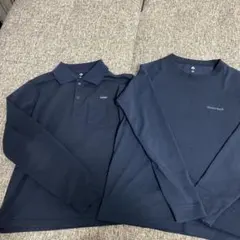美品　モンベル　キッズロングＴシャツ、長袖ポロシャツ2点セット150 ネイビー