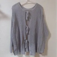 グレー メッシュ編み 長袖ニット カーディガン 2way y2k ギャル