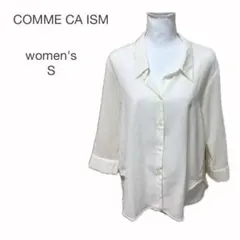 COMME CA ISM シャツ ブラウス シアーシャツ 七分袖 S 白